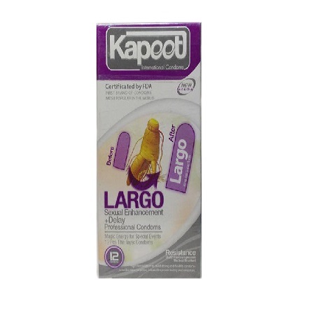 کاندوم تاخیری بزرگ کننده کاپوت مدل Largo بسته 12 عددی